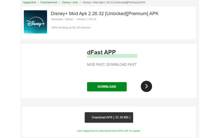 Téléchargez et installez Disney+ Mod APK à l'aide de HappyMod